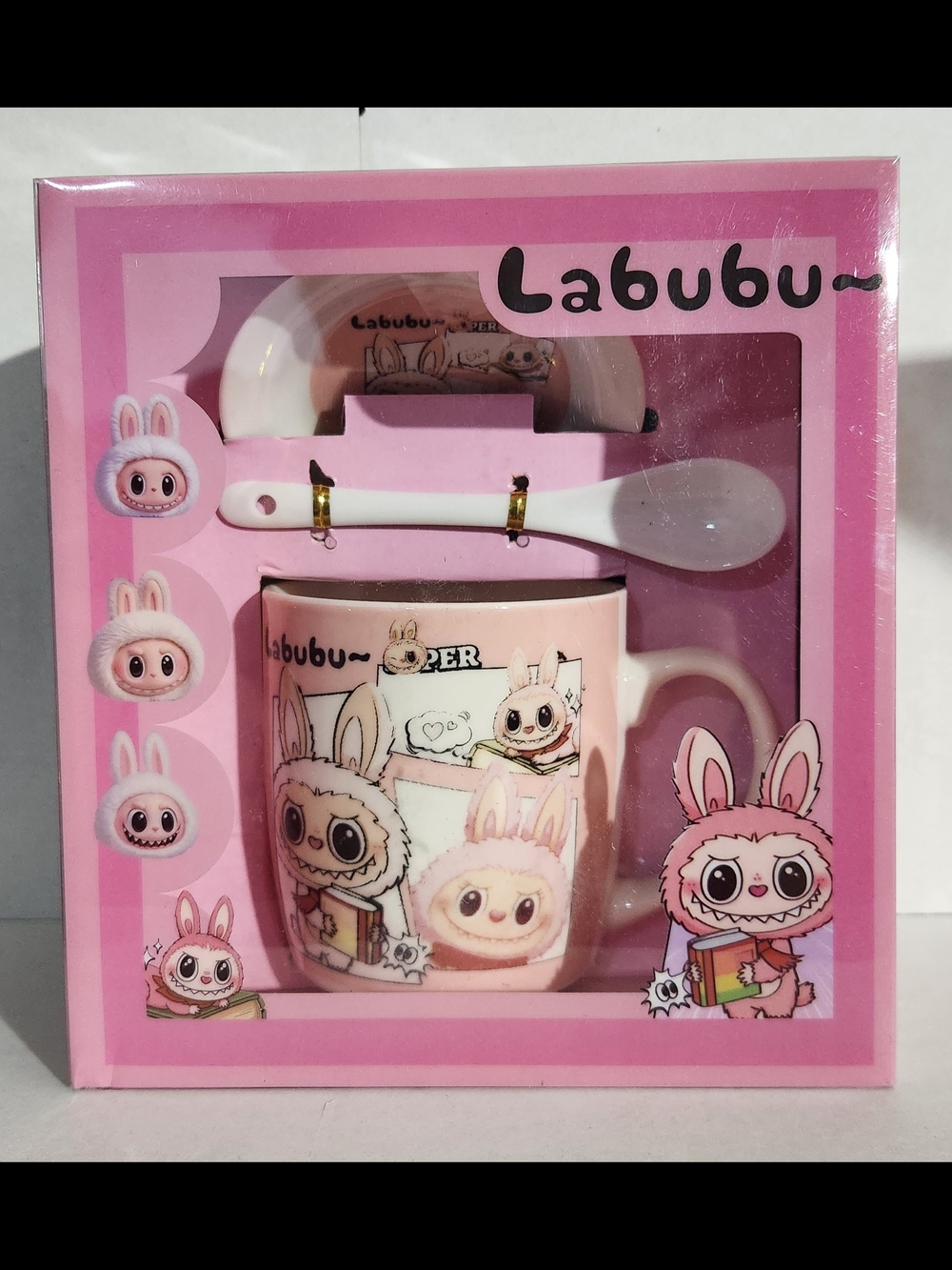 LABUBU CUP, SPOON & SAUCER SET PINK(ALSO AVAILABLE IN BLUE)